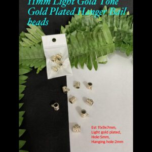 11mm Light Gold Tone Gold Plated Hanger/Bail beads (5pcs)