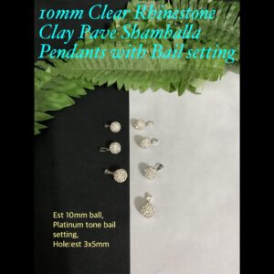 10mm Clear Rhinestone Clay Pave Shamballa Pendants with Bail setting 20% off!