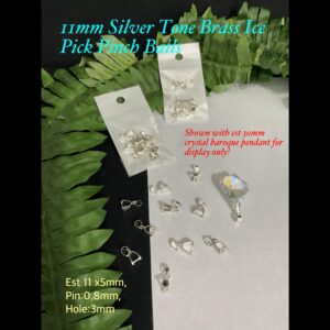 11mm Silver Tone Brass Ice Pick Pinch Bails (10pcs)