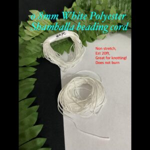 0.8mm White Polyester Shamballa beading cord (est 20ft)