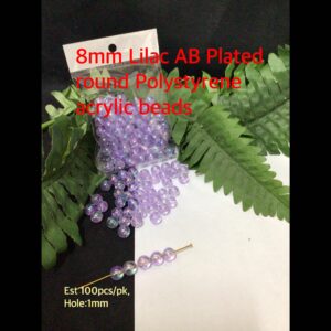 8mm Lilac AB Plated round Polystyrene acrylic beads (est 200pcs)
