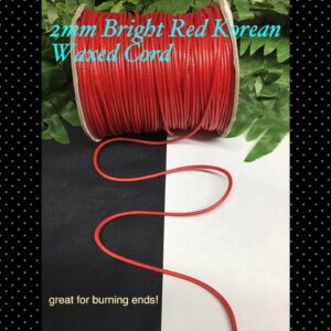 2mm Bright Red Korean Waxed cord (est 90yards)