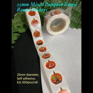 25mm Mixed pumpkin Emoji Round stickers (est 500pcs) 20% off!