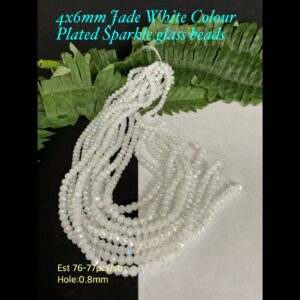 4x6mm Jade White Colour Plated Sparkle glass beads (est 76-77pcs) 20% off!