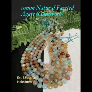 10mm Natural Faceted Agate beads (Gainsboro) (est 38pcs) 10% off!