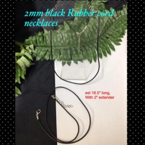 2mm Black Rubber cord necklaces (est 16.5-17.5" long)