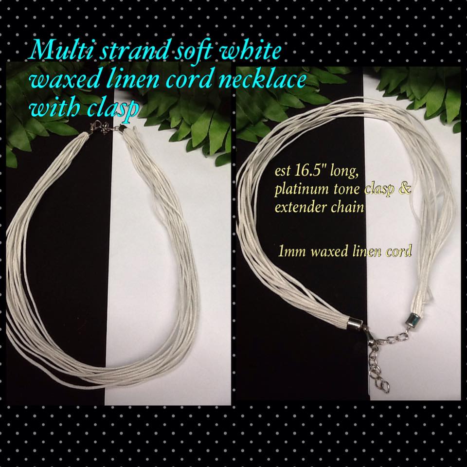 Soft white Multi strand Linen Wax cord necklace (est 16.5")