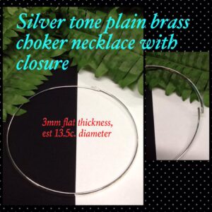 3mm Silver tone plain brass choker necklace with closure