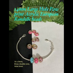 14mm Large Hole paw Print Acrylic European Rondelle beads