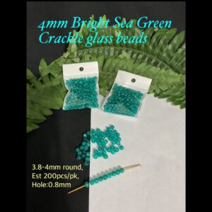 4mm Bright Sea Green Crackle Glass beads (est 200pcs)