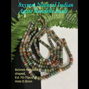 8x5mm Natural Indian Agate Rondelle beads (est 70-71pcs) 10% off! Limited time!