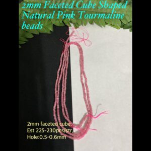 2mm Faceted Cube Shaped Natural Pink Tourmaline beads (est 225-230pcs) 10% off! Limited time!
