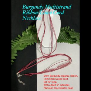 5mm Burgundy Multistrand Ribbon/Linen Cord necklace (est 16")