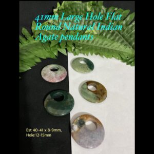 40mm Large Hole Flat Round Natural Indian Agate Pendants 10% off!
