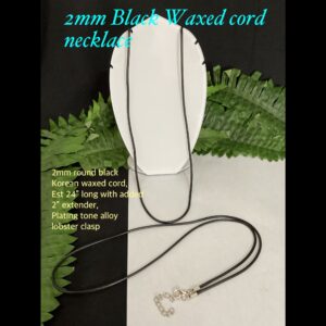 2mm Black Waxed Cord Necklace (est 24")