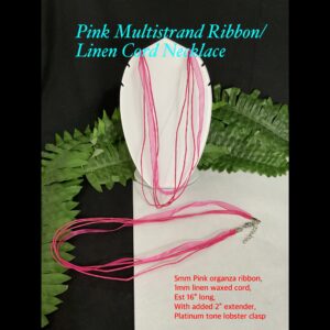 5mm Pink Multistrand Ribbon/Linen Cord necklace (est 16")