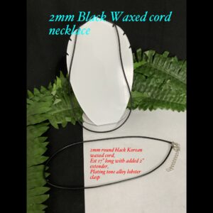 2mm Black Waxed Cord Necklace (est 17")