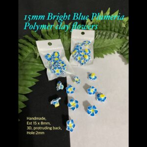 15mm Bright Blue Plumeria Handmade Polymer Clay Flowers (10pcs) 20% off!