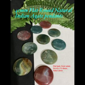 41mm Flat Round Natural Indian Agate Pendants 10% off!