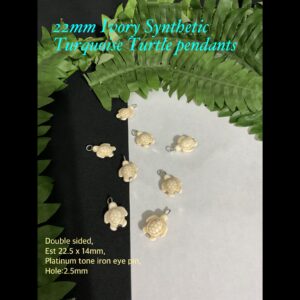 22mm Ivory Synthetic Turquoise Turtle pendants (4pcs) 20% off! Limited time!