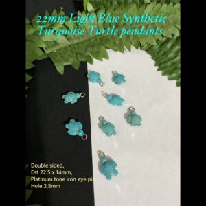 22mm Light Blue Turquoise Turtle pendants (4pcs) 20% off! Limited time!
