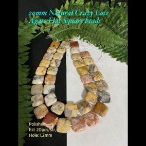 20mm Natural Crazy Lace Agate Flat Square beads (est 20pcs) 10% off! Limited time!