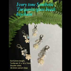 Ivory tone Synthetic Turquoise/glass beads Keychains 40% off!