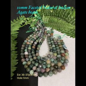 10mm Faceted Natural Indian Agate beads (est 36pcs) 10% off! Limited time!