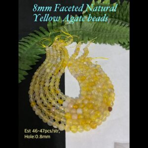 8mm Faceted Natural Yellow Agate beads (est 46-47pcs) 10% off!