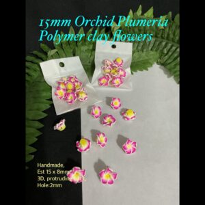 15mm Orchid Plumeria Handmade Polymer Clay Flowers (10pcs)