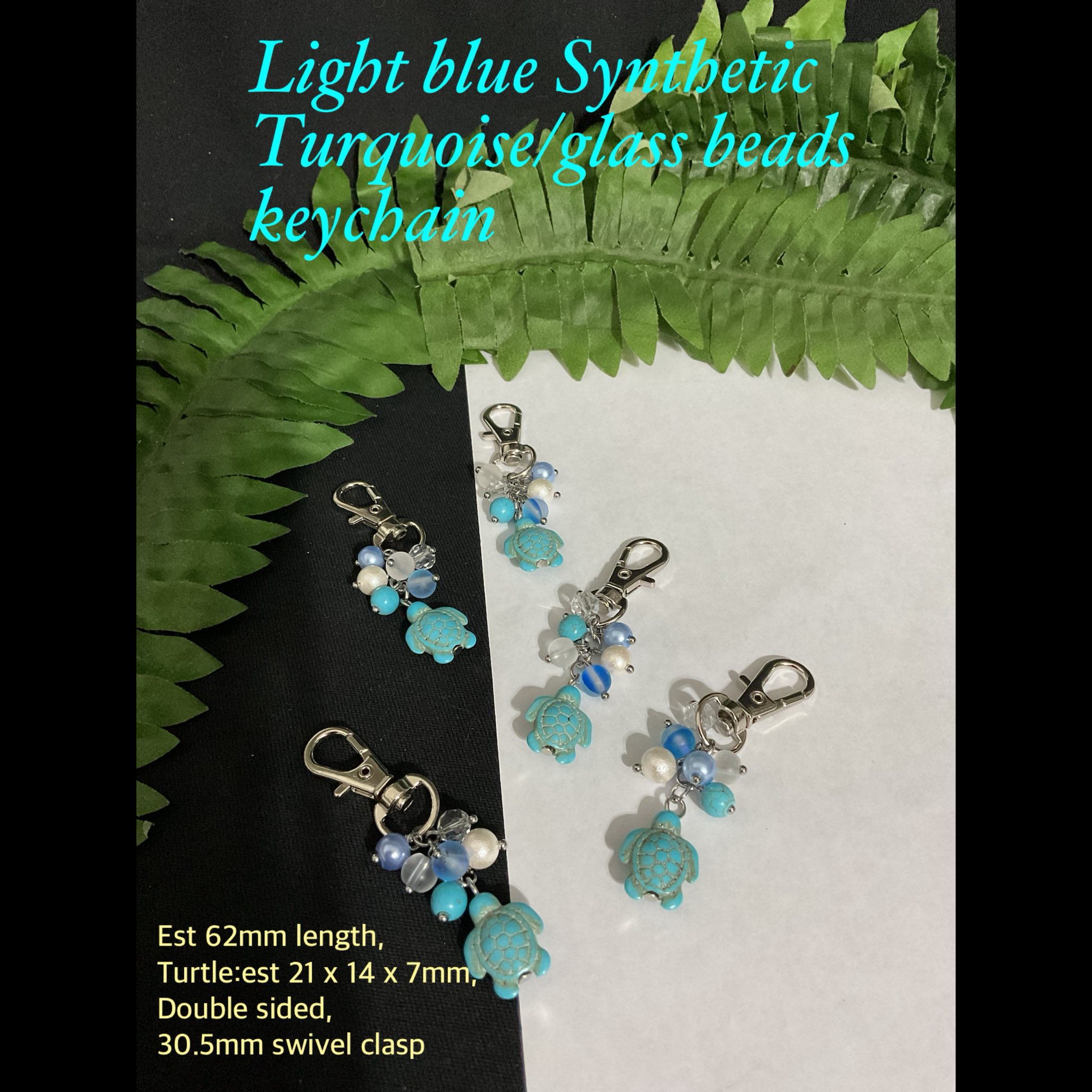 Light Blue Synthetic Turquoise/glass beads Keychains 40% off!