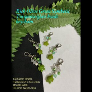 Rich Olive Green Synthetic Turquoise/glass beads Keychains 40% off!