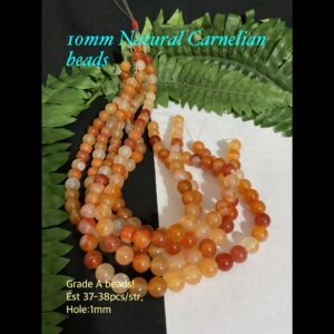 10mm Natural Carnelian beads (est 37-38pcs) Gr A! 10% off! Limited time!