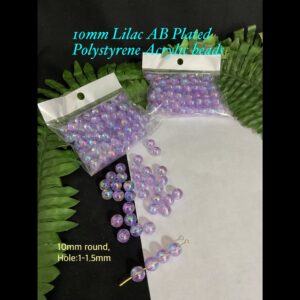 10mm Lilac AB Plated round Polystyrene acrylic beads (est 100pcs) 20% off!