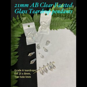21mm AB Clear Faceted Glass Teardrop pendants (4pcs)