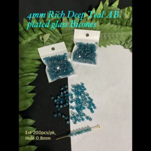 4mm Rich Deep Teal AB Glass bicone beads (est 200pcs)