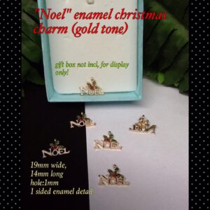 19mm Enamel Noel Light Gold tone charms (3pcs) 20% off!
