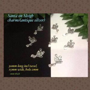 30mm Antique silver tone Santa on Sleigh charms (12pcs) 20% off!