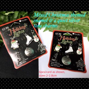 6pcs Mixed Antique Silver tone Christmas themed charms 20% off!