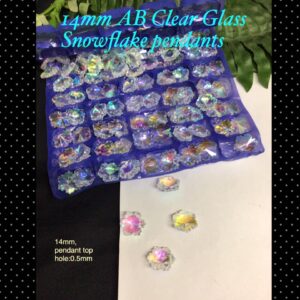 14mm AB Clear Glass Snowflake pendants (4pcs) 20% off!