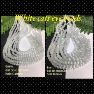 6mm White Glass Cats eye beads (est 65-66pcs) 20% off!