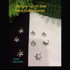 13mm Antique Silver tone Snowflake charms (20pcs) 20% off!