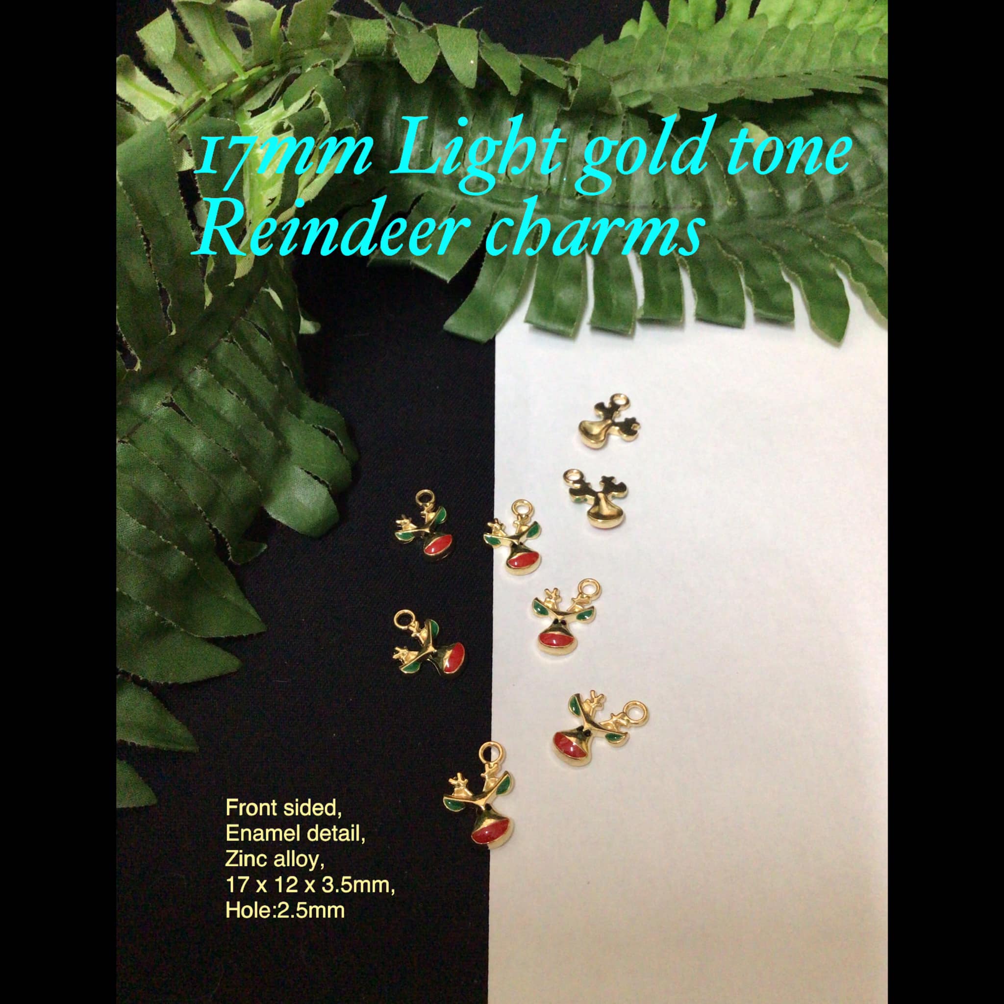 17mm Light Gold tone Reindeer Charms (5pcs) 20% off!