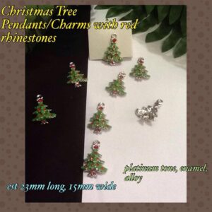 23mm Green Enamel Christmas tree pendants with red rhinestone 20% off!