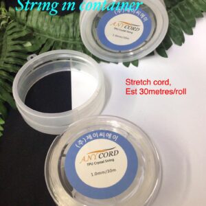 1mm Clear Korean Elastic string in container/roll protector (est 30metres)