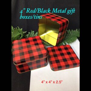 4" Red/Black Metal gift boxes/tins 20% off!