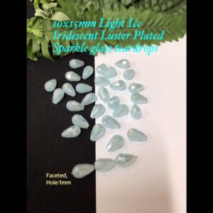 10x15mm light Ice Iridescent Opaque Luster Plated Sparkle glass teardrops (8pcs)