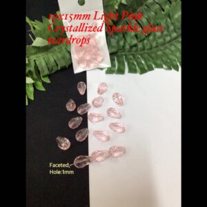 10x15mmLight Pink Crystallized Sparkle glass teardrops (10pcs)