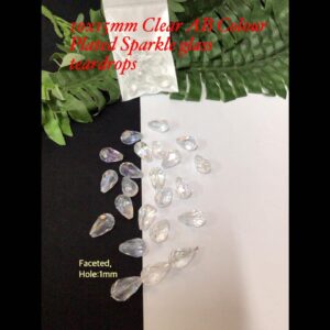 10x15mm Clear AB Colour Plated Sparkle glass teardrops (10pcs)