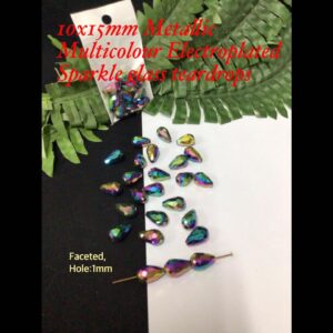 10x15mm Metallic Multicolour Electroplated Sparkle glass teardrops (10pcs)